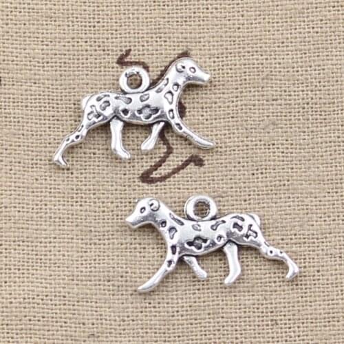 25pcs Charms Dog Dalmatians 13x25mm Antique Silver Color Plated Pendants Making DIY Handmade Tibetan Silver Color Jewelry