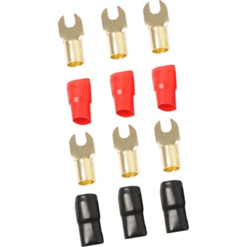 3 Pairs 1/0 AWG Gauge Fork Terminals Wire Connector Kit Positive+Negative