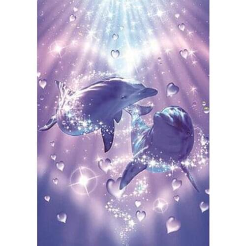 5D DIY Square/Round Diamond Animal Painting Double Dolphin Beauty Picture Cross Stitch Embroidery Home Decoration Artwork WG3028