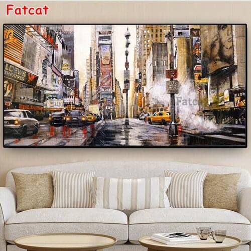 5D DIY Diamond Painting Abstract New york City Street Diamond Mosaic Cross stitch Square round diamond Home Decor pp1515