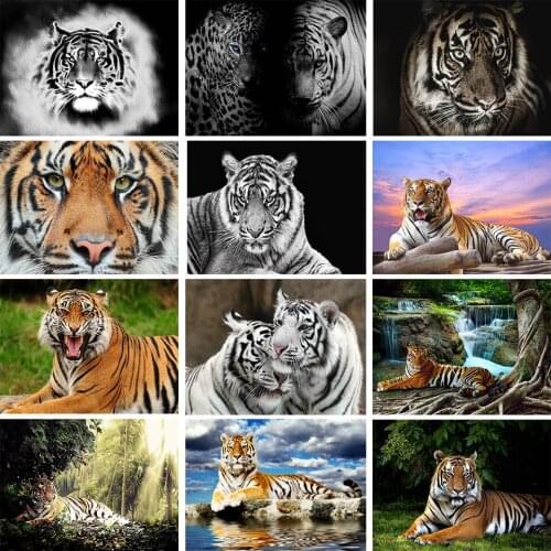 5D DIY Diamond Painting Animal Rhinestone Picture Full Diamond Embroidery Tiger Inlaid Mosaic Home Decoration Handmade Gift Kit