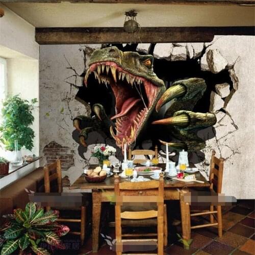 Beibehang modern painting for living background photography Beast dinosaur mouth paw dining room hotel badroom wall wallpaper