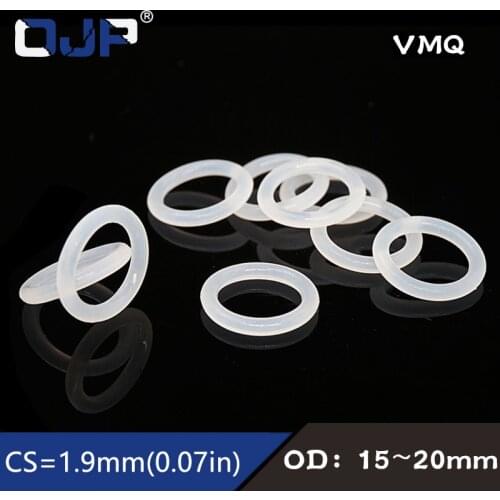 10PCS/lot White Silicon Ring Silicone/VMQ O ring 1.9mm Thickness OD15/16/17/18/19/20mm Rubber O Ring Seal Gasket Rings Washer