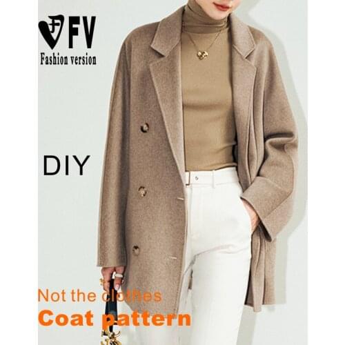 Sewing pattern womens double-sided cashmere coat coat structure design drawing 1:1 garment pattern BFY-344