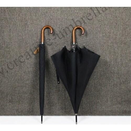 2pcs/lot Long-handle auto open 70T wooden classical business gents umbrellas anti-thunder fiberglass outdoor commercial parasol