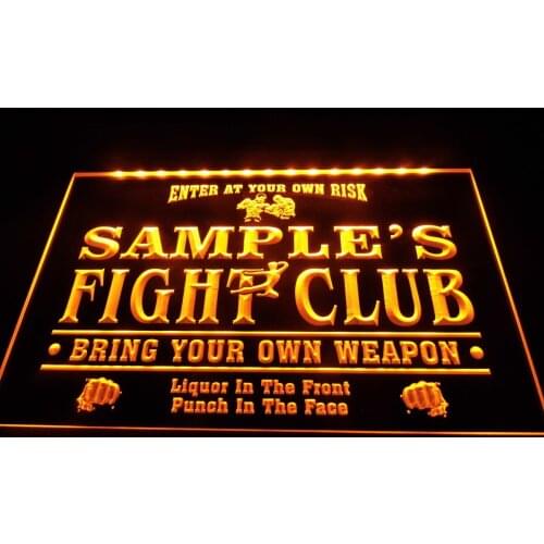 DZ040- Name Personalized Custom Fight Club Bring Your Weapon Bar Beer Neon Sign hang sign home decor crafts
