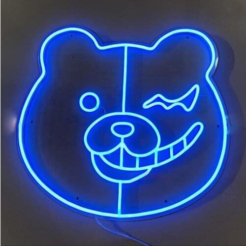 Custom Monokuma Head Led Flex Transparent Anime Acrylic Neon Sign Light Wall Hanging for Home Room Bedroom Decor