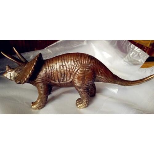 China ancient fine carving brass coffee wild animal Dinosaur statues gifts