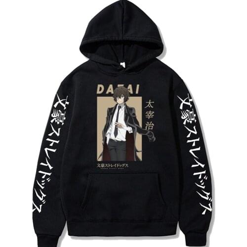 Cool Dazai Osamu Hoodie Hot Anime Harajuku Bungo Stray Dogs Hoodies Casual Printing Hooded Streetswear Sweatshirt Men Unisex Top