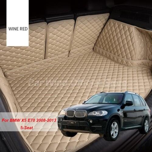 Leather Material Car Trunk Mats For BMW X5 E70 2008-2013 5-Seat Cargo Liner Accessories