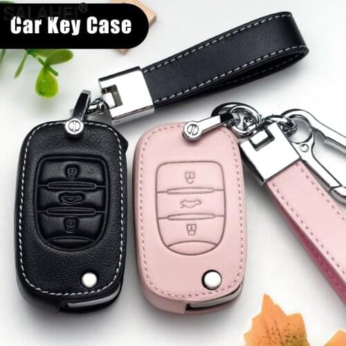 Leather Car Key Case Cover For Wuling Hongguang Baojun 630 730 560 310 Folding Car Key Case Car Accessories