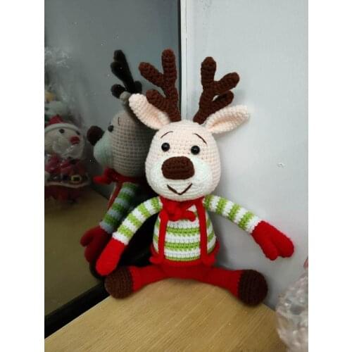 Cute Handmade Christmas Deer Elk Craft Xmas Hero Crafts Crochet Toy Present Knitted Elks Best Gifts (finished, non-DIY)