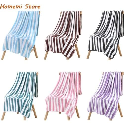 New Bath Towel Coral Fleece Stripe Towels Soft And Absorbent Chic Towel For Autumn Hotel Home Bathroom Women Bathrobe