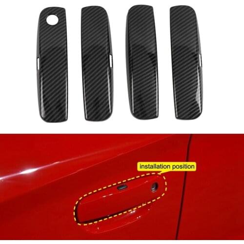 NEW-Car Styling 4PCS ABS Carbon Fiber Outer Side Door Handle Cover Trim for Dodge Charger 2015-2020 Accessories