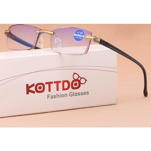 2021 Men Women Reading Glasses Anti Blue Light Magnification Eyewear Rimless Presbyopic Glasses+1.0+1.5+2.0+2.5+3.0+3.5+4.0