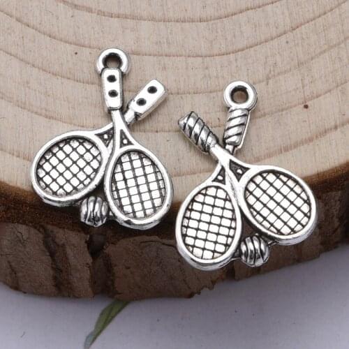 30pcs Tennis Racket Charm Silver Color Pendant Fit Diy Handmade Finding Jewellery Making Supplies Aesthetics Accessories 20x15MM