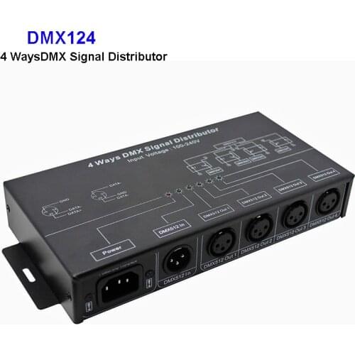 DMX124 DMX512 amplifier Splitter DMX signal repeater 4CH 4 output ports DMX signal distributor; AC100V-240V input;Free shipping