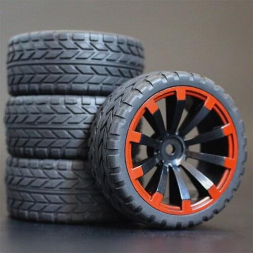 1Set 4PCS Rubber RC Racing Tires Car On Road Wheel Rim Fit For HSP HPI 1/10 HSP 94123/94122/94103/D4/D3 601A all