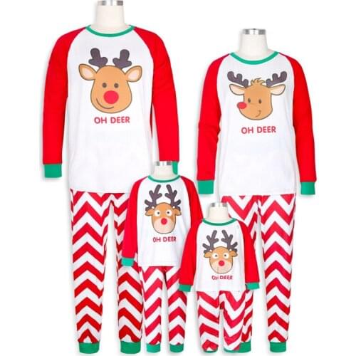 Christmas Pajamas Family Set Family Christmas Pajamas XMAS Deer Print Adult Women Kids Family Matching Clothes