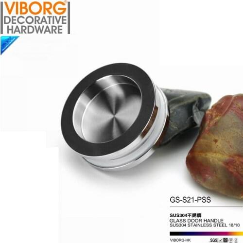 VIBORG Deluxe SUS-304 Stainless Steel Casting Sliding Glass Door Handle Frameless Shower Door Handle Pull, brushed