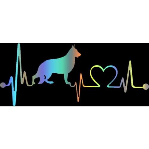S51259 Various Sizes/Colors Car Stickers Vinyl Decal German Shepherd Heartbeat Dog Motorcycle Decorative Accessories