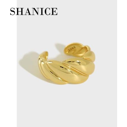 SHANICE 925 Sterling Silver Open Ring Chunky Chain Rings Link Twisted Geometric Rings for Women Vintage Open Rings Adjustable