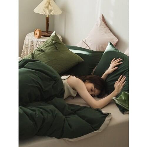 Bare Sleeping Cotton Knitted Cotton Four-Piece Set Tianzhu Cotton Three and Four-Piece Set Student Dormitory Bed Sheet Fitted