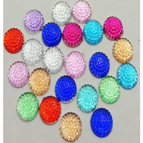200 Mixed Color Flatback Acrylic Dotted Round Rhinestone Gem Cabochon Dome 10mm