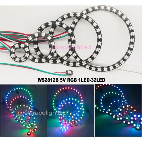 2pcs WS2812 5050 RGB LED Builtin ws2811 IC 1 8 12 16 24 32 Bits Ring Lamp Light 5V DC input LED Module (need work with control)
