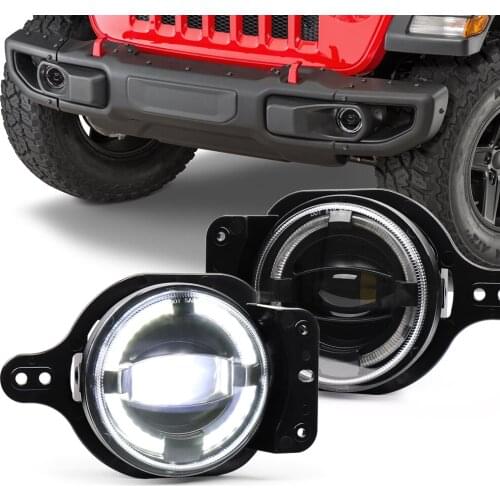 LED Fog Lights with White Halo and Bracket Housing 12V DC 30W 2 pcs Compatible with-Jeep-Wrangler-JL 2018 2019