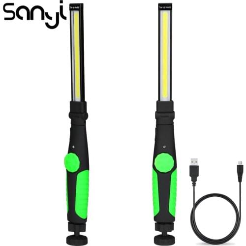 SANYI USB Rechargeable Flashlight Torch built-in Battery 3800LM Working Light LED COB Strong Magnetic Portable Lantern