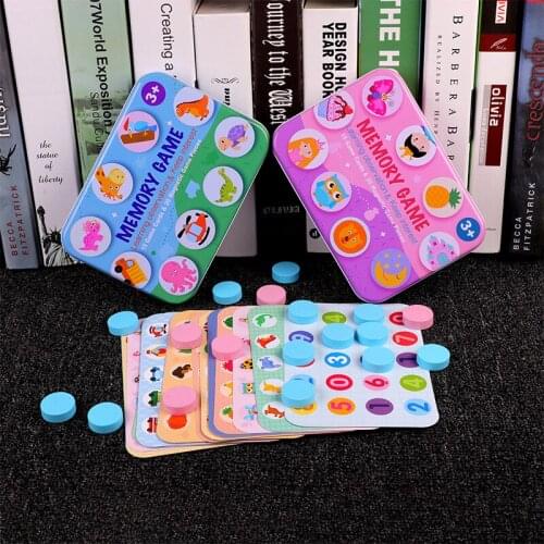 Iron Box Wooden Memory Match Chess Game Children Logical Thinking Training Intelligence Development Educational Toys