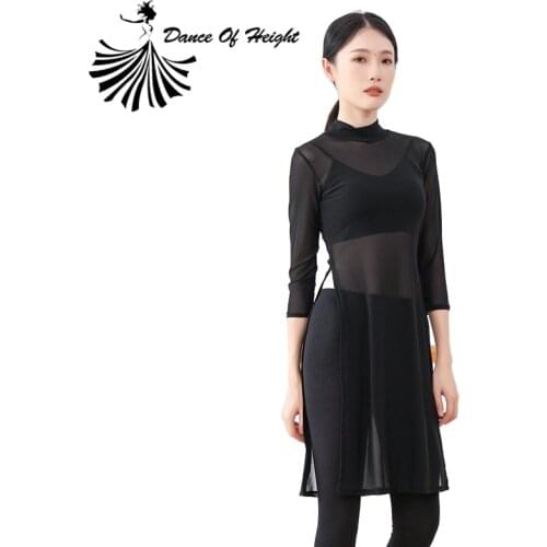 Womens Half Sleeve Sexy Sheer Mesh Top Round Neck Pure Fishnet Classical Dance Blouse Tunic Stretchy Yoga Practice Cover-up