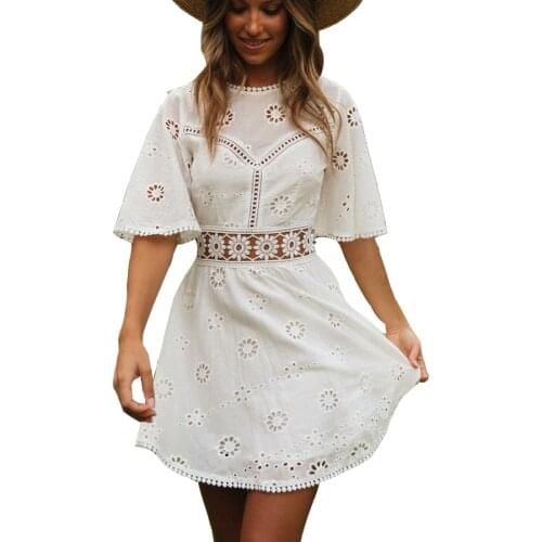 Summer New Sexy Backless Womens Dress Hollow Tassel Cotton Dress Women Clothes Summer Beachwear Flowers White Dress Female 2021