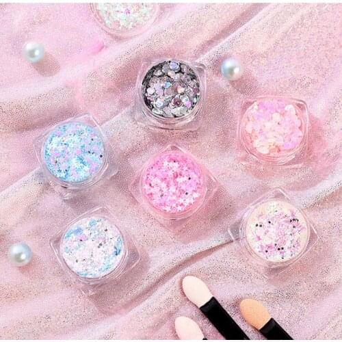 1Box Silver Holographic Sequins Glitter Shimmer Diamond 5 Color Eye Shiny Skin Highlighter Face Glitter Festival Makeup