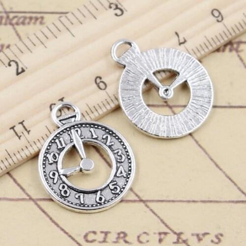 10pcs Charms Alarm Clock Pocket Watch 26x21mm Tibetan Silver Color Pendants Antique Jewelry Making DIY Handmade Craft