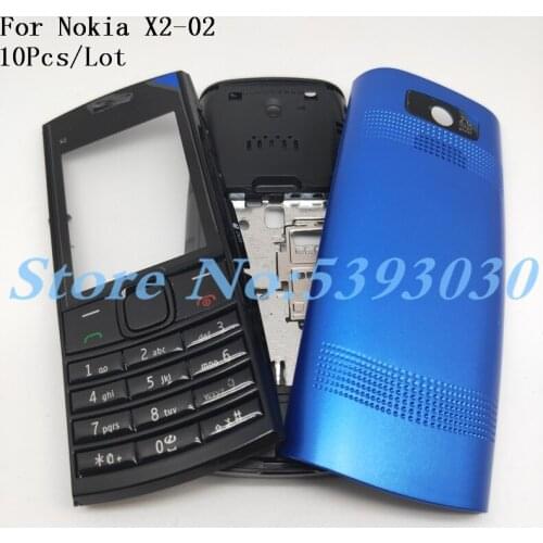 10Pcs/Lot New Original For Nokia X2-02 Housing Cover Door Frame + Battery Back Cover+Keypad +Logo