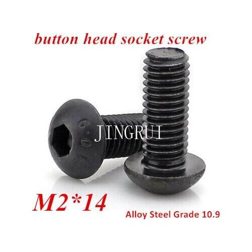 200pcs M2*14 Hexagon Socket Button Head Cap Screw Grade 10.9 Alloy Steel ISO7380 M2X3/4/5/6/8/10/12/16/20/25/30/35mm