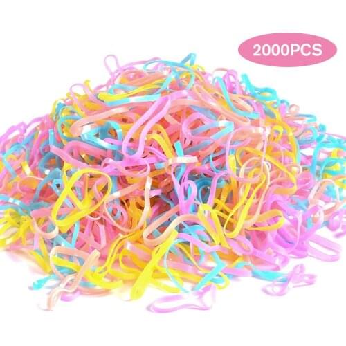 2000pcs Color Mixing Disposable Elastic Hair Bands Ponytail Holder Rubber Band Scrunchies Kids Childrens Hair Accessories