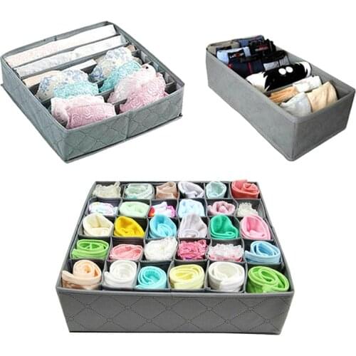 3Pcs Foldable Underwear Organizer Bra Tie Scarf Socks Clothes Storage Box Container Wardrobe Closet Drawer Dividers Case Lattice