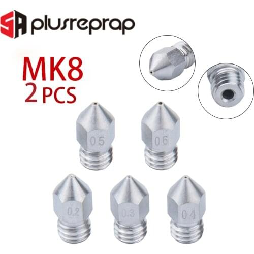 3D Printer MK8 V5 V6 stainless steel 2PCS M6 Nozzle 0.2/0.3/0.4/0.5/0.6/0.8/1.0/1.2mm Extruder Print Head For 1.75mm Fliament