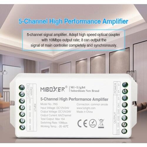 Mi boxer PA4 4-Channel Hight Performance led strip Amplifier /PA5 5-Channel High Performance Amplifier for RGB/RGBW LED strip