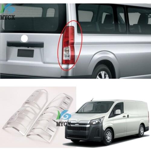 Car Styling Chrome Rear Tail Light Lamp Taillight Cover Trim Frame Sticker 2pcs For Toyota HiAce Granvia H300 2019 2020