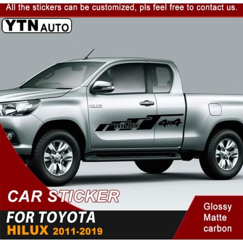 Car Sticker For Toyota Hilux Vigo Revo 2011 2012 2013-2019 Side Body 4x4 Racing Stripe Graphic Vinyl Cool Car Decal Accessories