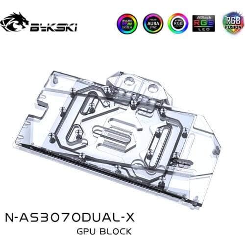 Bykski GPU Water Cooling Block For ASUS DUAL RTX 3070 8G Full Cover,With Back Plate Water cooler RGB/ RBW Light,N-AS3070DUAL-X