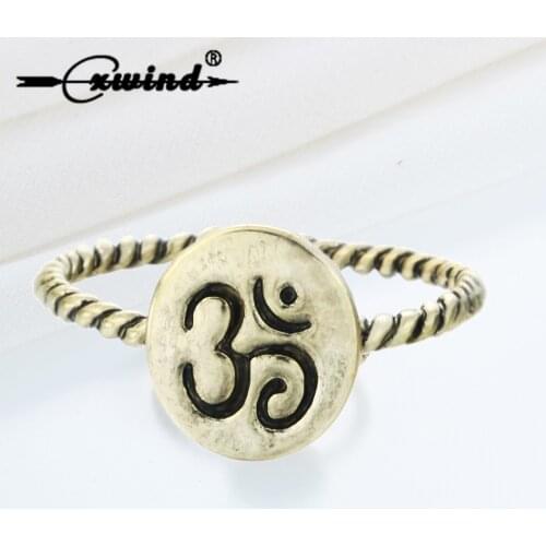 Cxwind Fashion Hindu 3 Om Ring Yoga Meditation Ring Stackable Rings Women Eco Friendly Om Ohm Symbol Yoga Sanskrit Band Ring