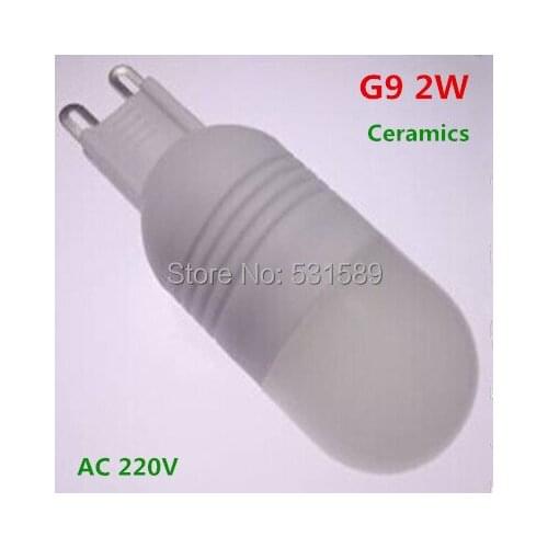 DHL 100 Pcs /Lot Free Shipping 220V AC COB 2W G9 Led Energy Saving Lamp Crystal Light Ceramic Bulb 270 Degree Down Lighting