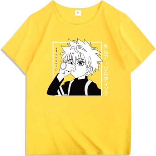 Men Women T-shirt Tops Kawaii Hunter X Hunter Tshirt Killua Zoldyck T-shirt Crew Neck Fitted Soft Anime Manga Tee Shirt Hot