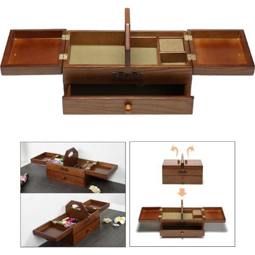 Household Sewing Kit Box Basket, Wooden Home Sewing Repair Tool Kit Storage Box Beginner Universal Sew Kit Accessories Organizer