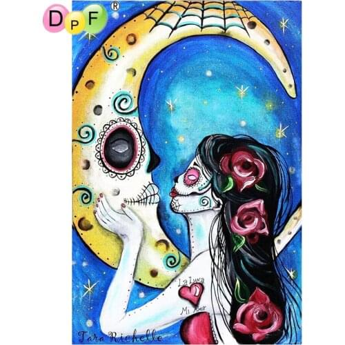 DPF DIY Diamond Embroidery Magic Cube Cross Stitch moon kiss woman 5D full Round Diamond Painting crafts Gift Mosaic Art Decor